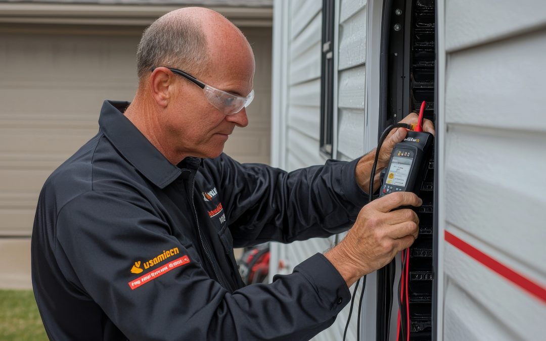 technicien installant une motorisation de portail automatique